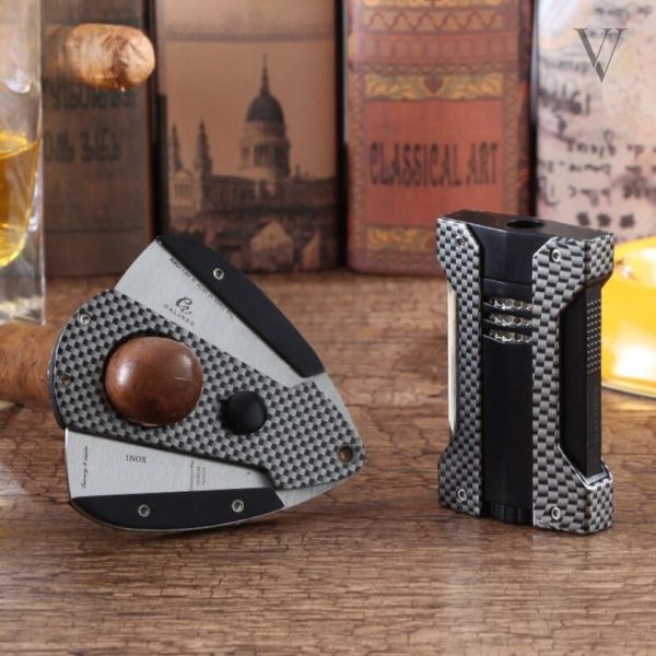 briquet-chalumeau-cohiba-2-torches-nyfe-1 Pack briquet torche et coupe-cigare NYFE CARBON