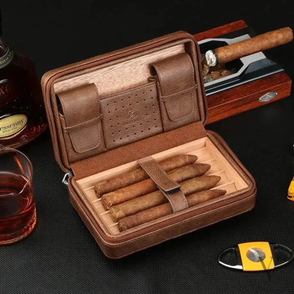 Humidor de voyage en cuir pour cigare