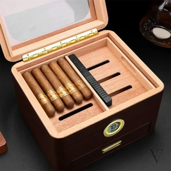 Cave à cigares avec humidificateur intégré