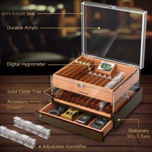 Cave à cigares avec design en verre transparent
