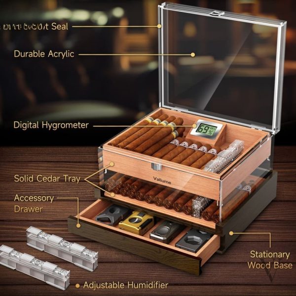 Cave à cigares avec design en verre transparent