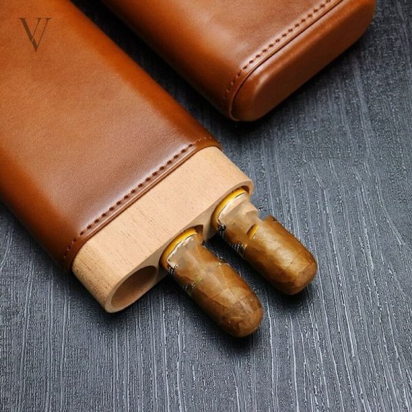 Protection raffinée pour cigares avec étui en bois Damas