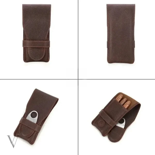 Style voyageur pour cigares en cuir