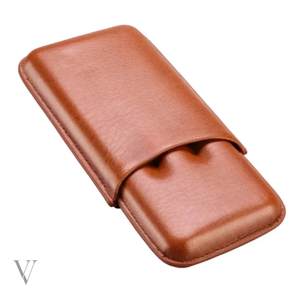 Étui 3 cigares en cuir, design raffiné et compact