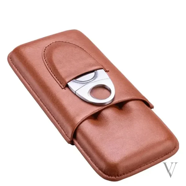 Cigare élégant : étui en cuir avec coupe-cigare