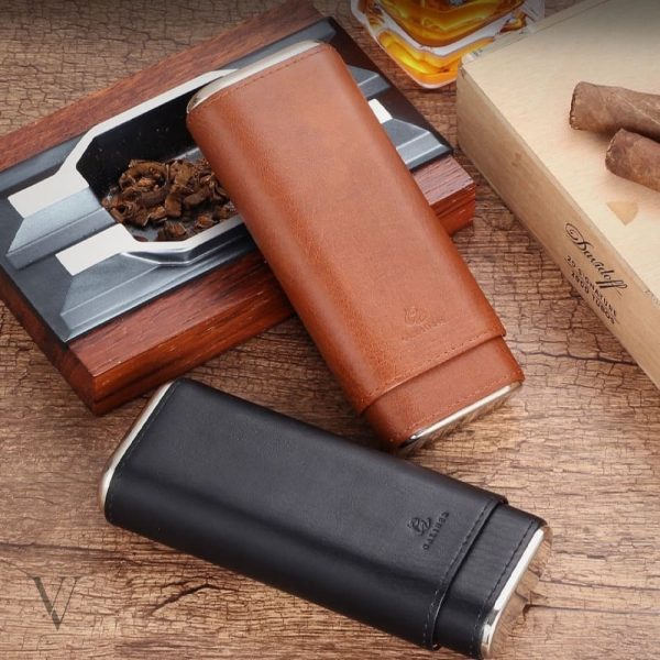 Étui à cigares en cuir pour 3 cigares