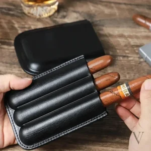 Étui 3 cigares cuir personnalisable - Voyageur Élégance