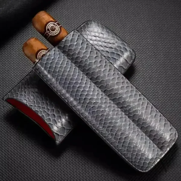 Étui à cigare élégant en cuir noir