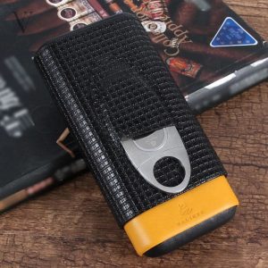 Étui en cuir pour 3 cigares et coupe cigare - SUNY SILVER