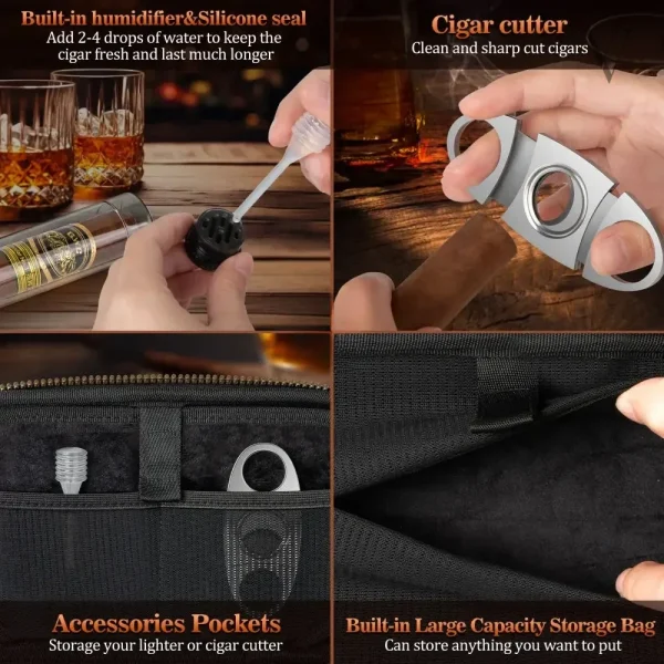 Étui à cigares avec accessoires pratiques