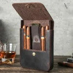 Étui cuir personnalisable pour cigares - Voyageur Quad