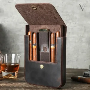 Étui cuir personnalisable pour cigares - Voyageur Quad
