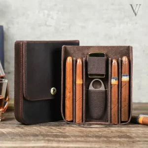 Étui à cigares élégant en cuir pour voyage