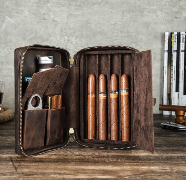 Protection raffinée pour cigares en cuir haut de gamme