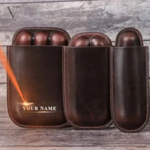 Etui à cigares en cuir noir, élégant et pratique