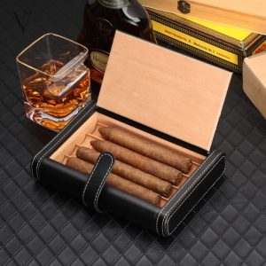 Étui de voyage cuir pour 4 cigares - HUTCH