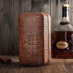 Étui à cigares en cuir élégant avec motif croco