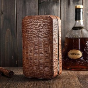 Étui à cigares en cuir élégant avec motif croco
