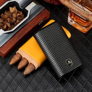 Étui de voyage en cuir pour 3 cigares - SUNY WOOD