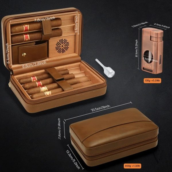 Humidor en cuir pour le transport de cigares