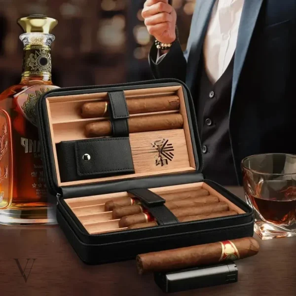Pack cave à cigare de voyage en cuir TISFA STYLE - vue 4