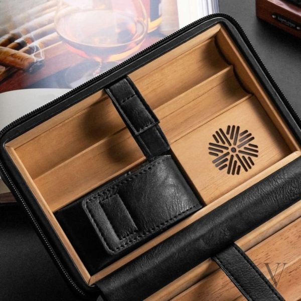 Coffret voyage pour cigares en cuir élégant