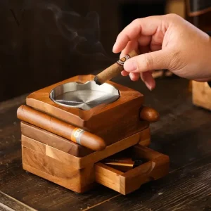 Cendrier à cigares en bois, design authentique