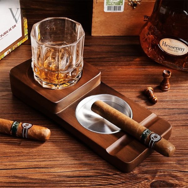 Cendrier en bois, idéal pour amateurs de whisky