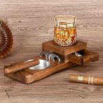 Set Cendrier Cigare Whisky Wood Elite en bois, design élégant