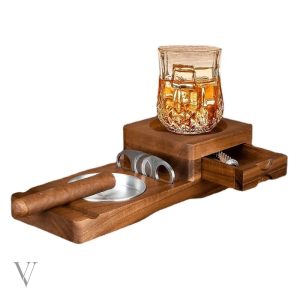 Accessoire de cigare fonctionnel, cendrier en bois pour whisky